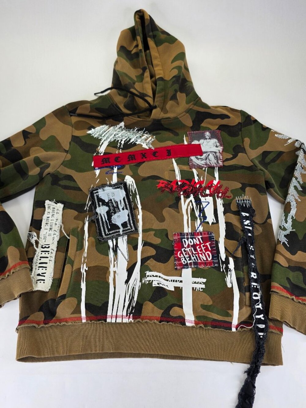 Smoke Rise Reshaping Patchwork Camo Hoodie Pullover XL